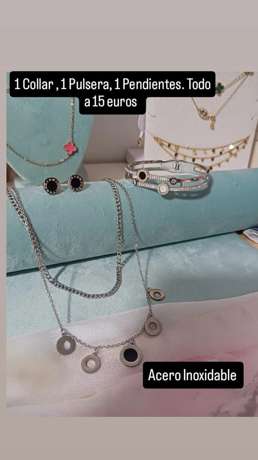 Set de joyería en acero inoxidable – collar, pulsera y pendientes por solo 15 €